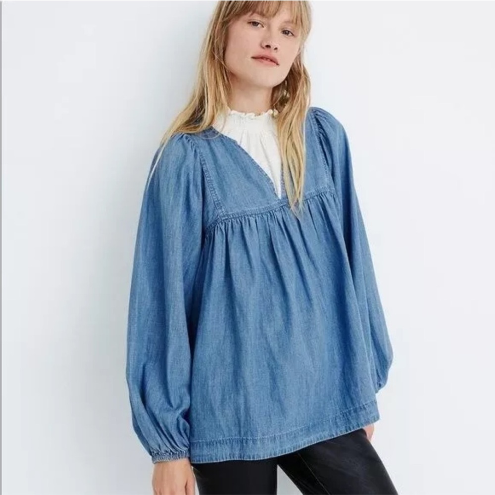 Madewell Denim Peasant Blouse